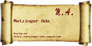 Metzinger Ada névjegykártya